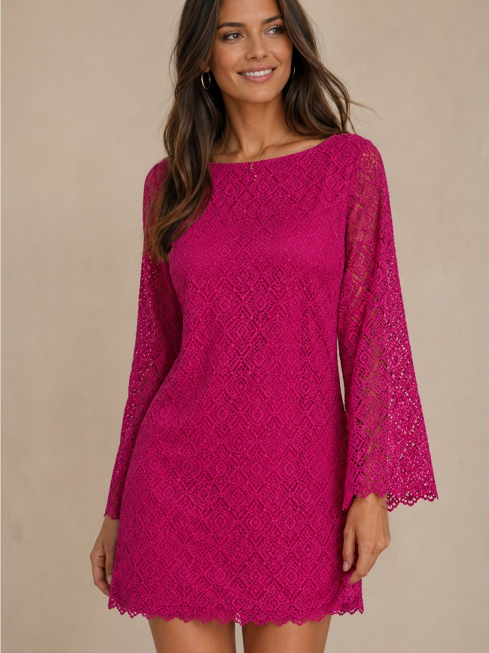 Laundry By Design Nordstrom Pink Lace Belle Sleeve Mini Dress Size 8